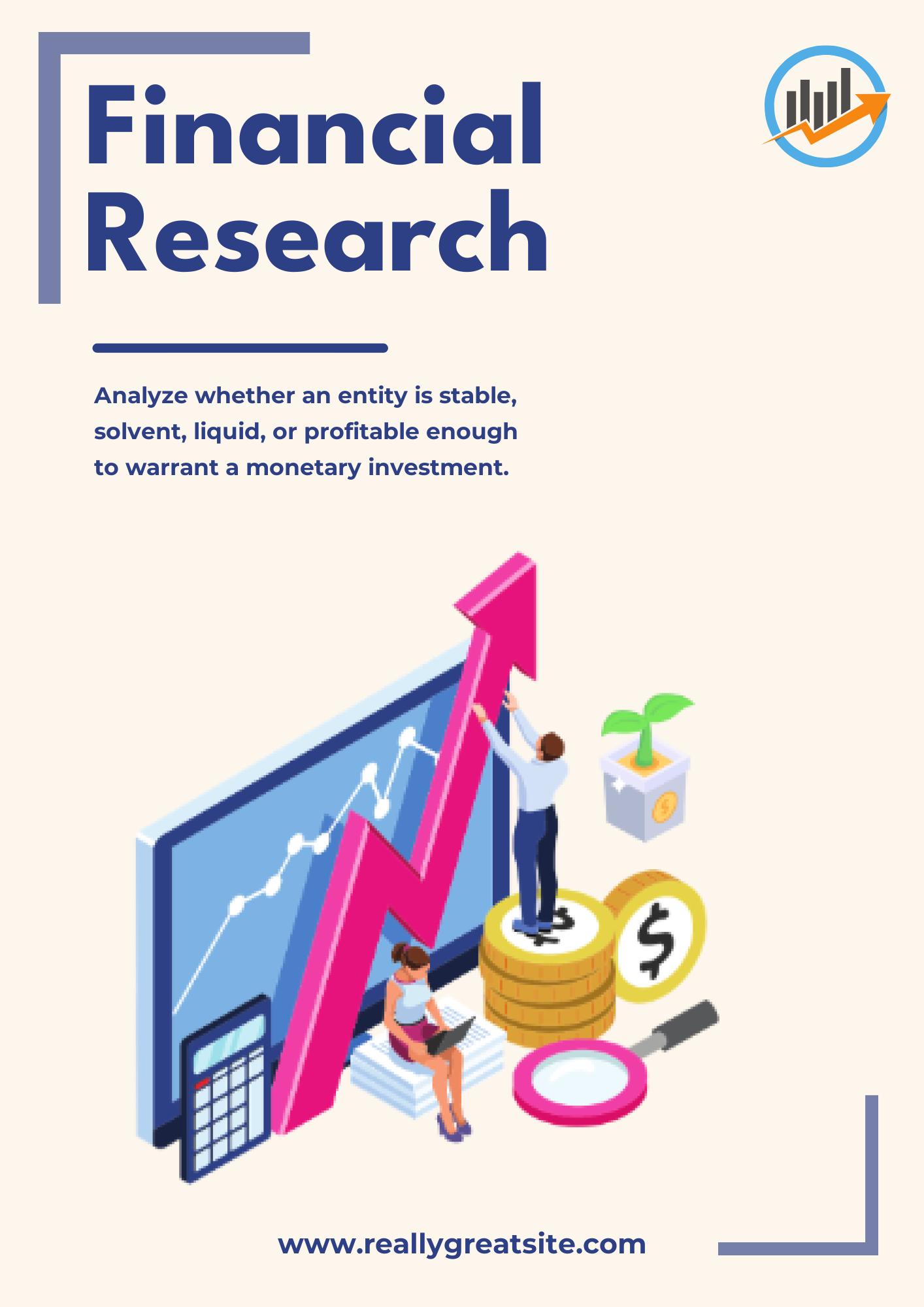 Cream Navy And Pink Isometric Financial Research Flyer (A4)-1586