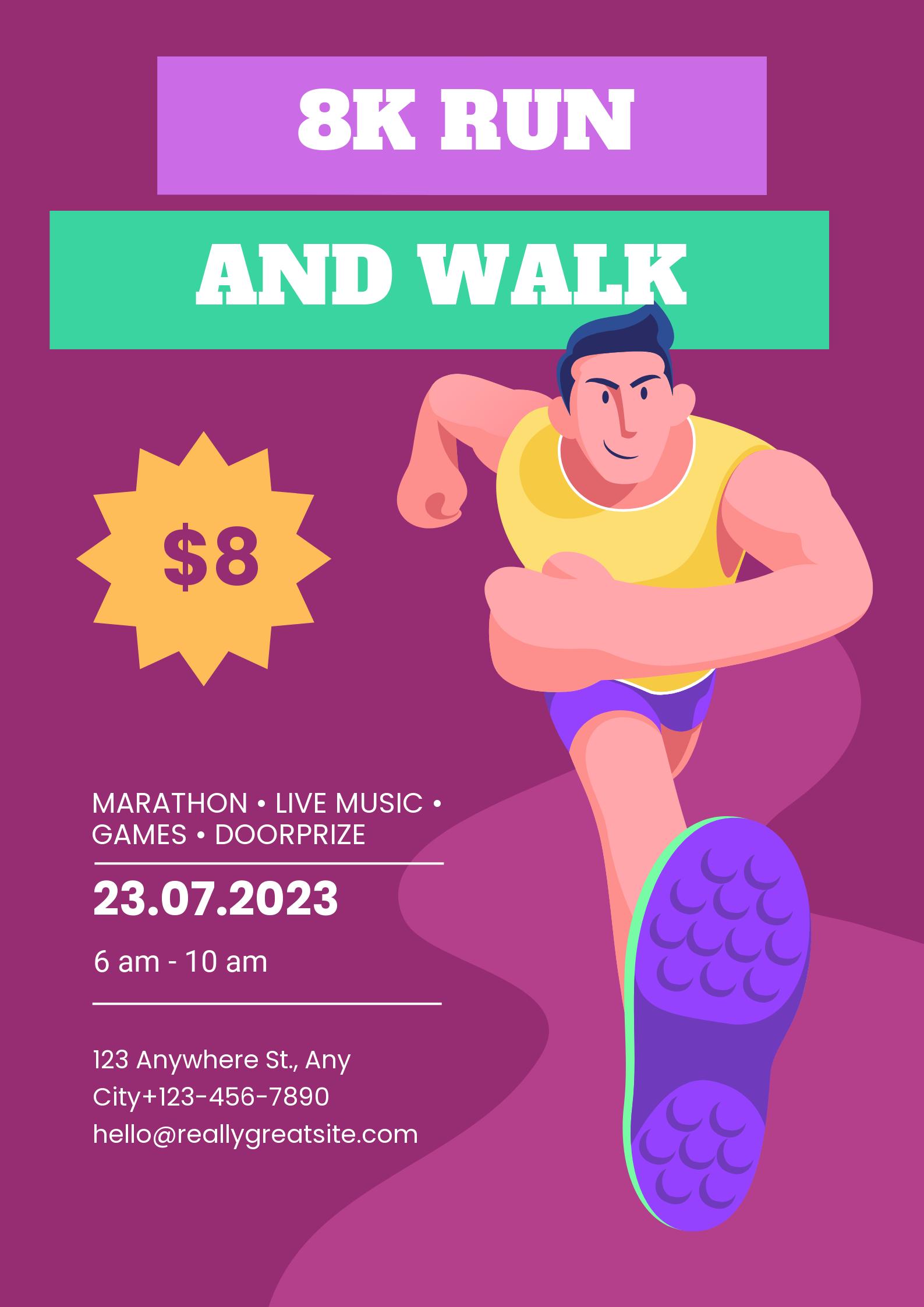 Run and Walk Poster Template