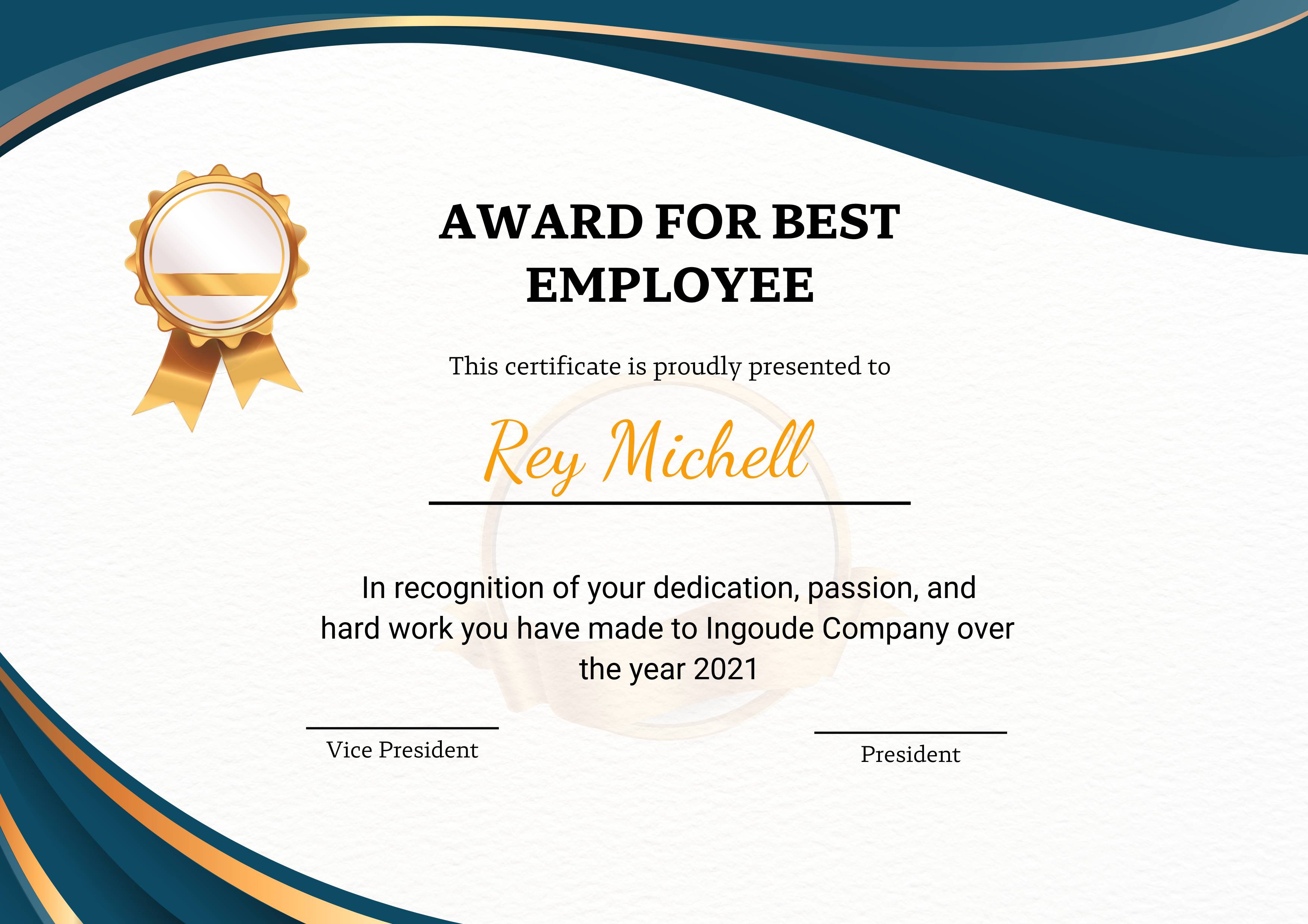 Picnie Create Best Employee Award Certificate Image Online 4168