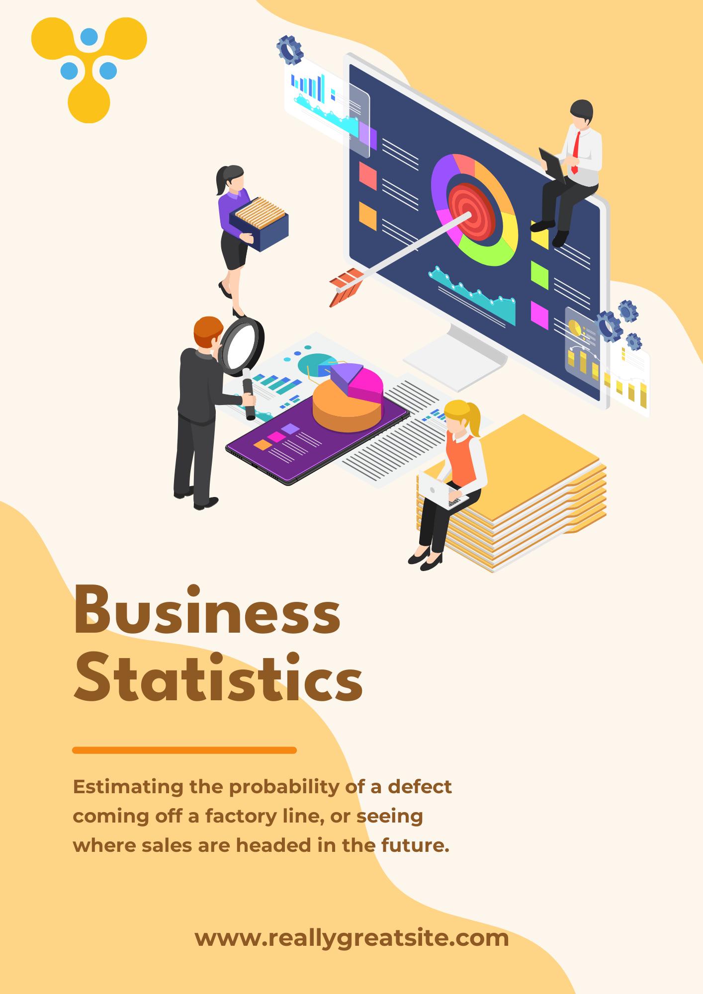 Cream And Yellow Isometric Business Statistics Flyer (A4)-1583